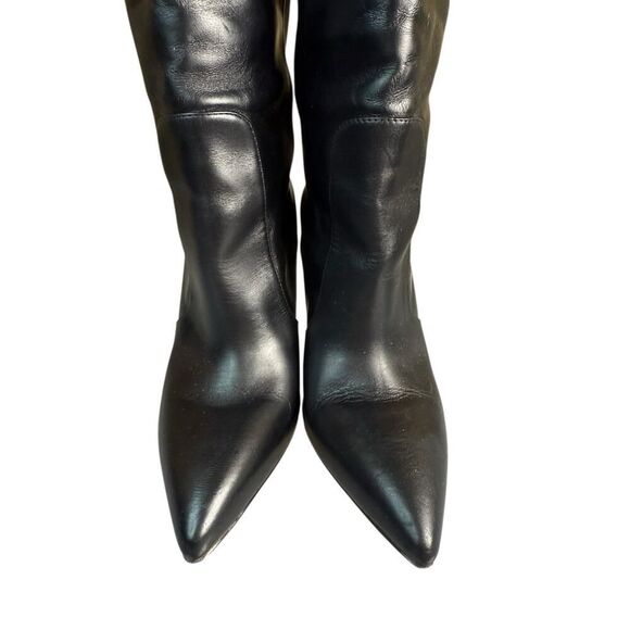 Stuart Weitzman Parton Black Leather Knee High Boots Sz 5 Pointed Toe Stiletto - Picture 11 of 16